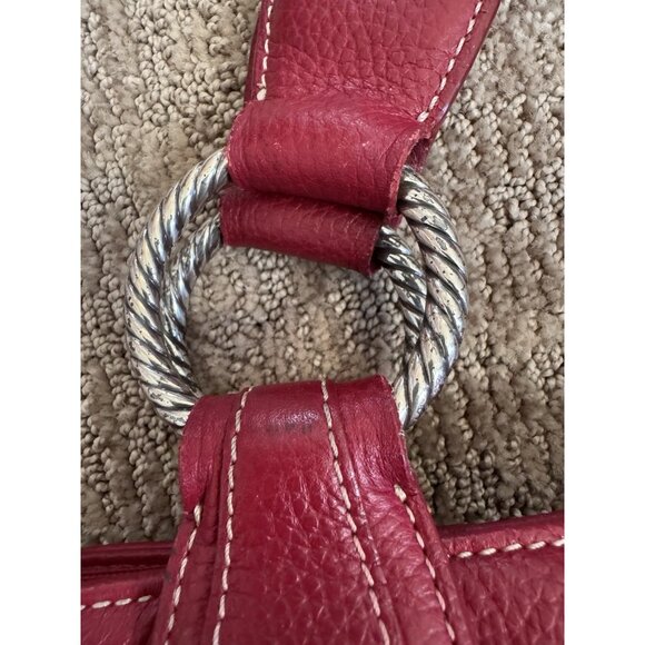 Brighton Red Pebbled Leather Shoulder Tote Bag Rare Retired EUC - Picture 12 of 16